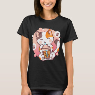 Cat Boba Tea Bubble Tea Anime Kawaii Neko Girls Te T Shirt