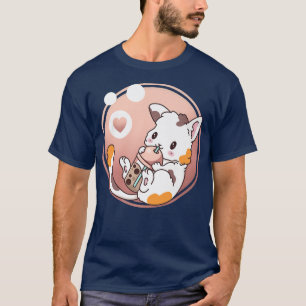 Cat Boba Tea Bubble Tea Anime Kawaii Neko Japanska T Shirt