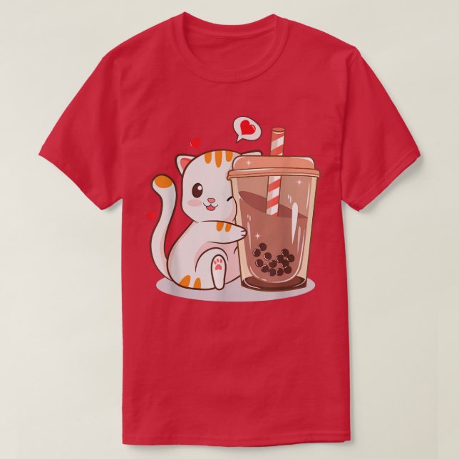 Cat Boba Tea Bubble Tea Anime Kawaii Neko Kids Tee (Design framsida)
