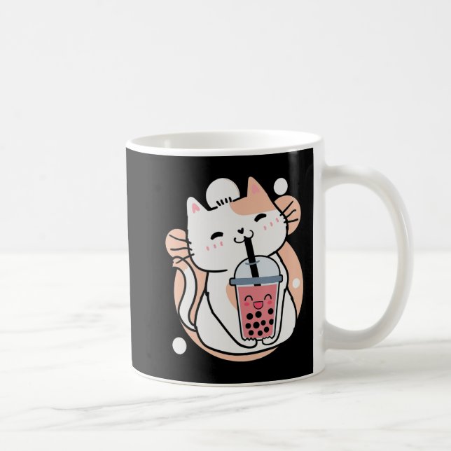Cat Boba Tea Bubble Tea Anime Kawaii Neko Milktea  Kaffemugg (Höger)