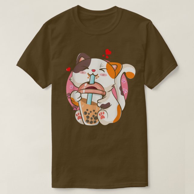 Cat Boba Tea Bubble Tea Anime Kawaii Neko Milktea  T Shirt (Design framsida)