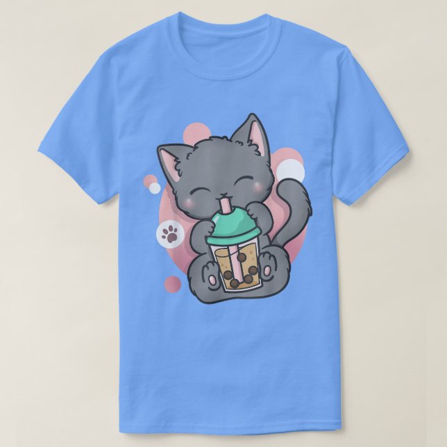 Cat Boba Tea Bubble Tea Anime Kawaii Neko T Shirt (Design framsida)
