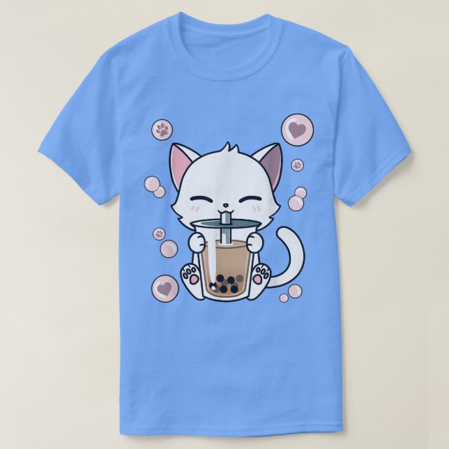 Cat Boba Tea Bubble Tea Japanska Anime Kawaii Neko T Shirt (Design framsida)