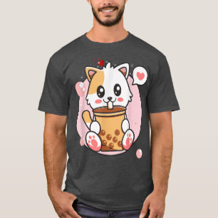 Cat Boba Tea Bubble Tea Kawaii Anime Japansk flick T Shirt