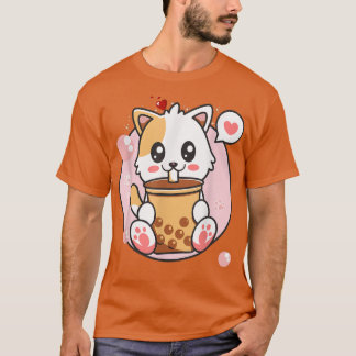Cat Boba Tea Bubble Tea Kawaii Anime Japansk flick T Shirt