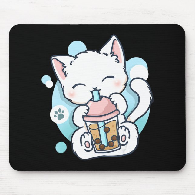 Cat Boba Tea Bubble Tea Kawaii Anime Japansk Neko Musmatta (Framsidan)