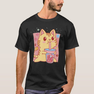 Cat Boba Tea Bubble Tea Kawaii Anime Japansk Neko T Shirt
