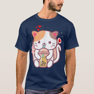 Cat Boba Tea Bubble Tea Kawaii Anime Japansk Neko T Shirt