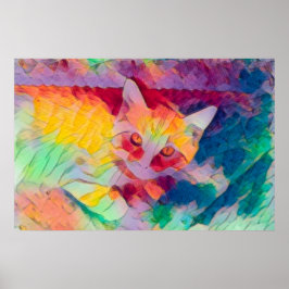 Cat Boho Gult Colorful Hippie Pop Art Poster