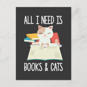 Cat Bok Reader Kattunge beroende Bookworm Literatu Vykort