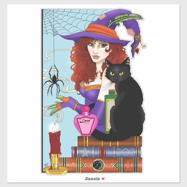 Cat Bokar Witch Posts Klistermärken (Ark)