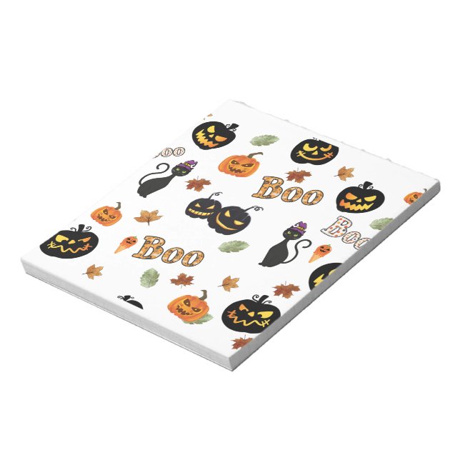 Cat Boo Halloween Anteckningsblock (Roterad)