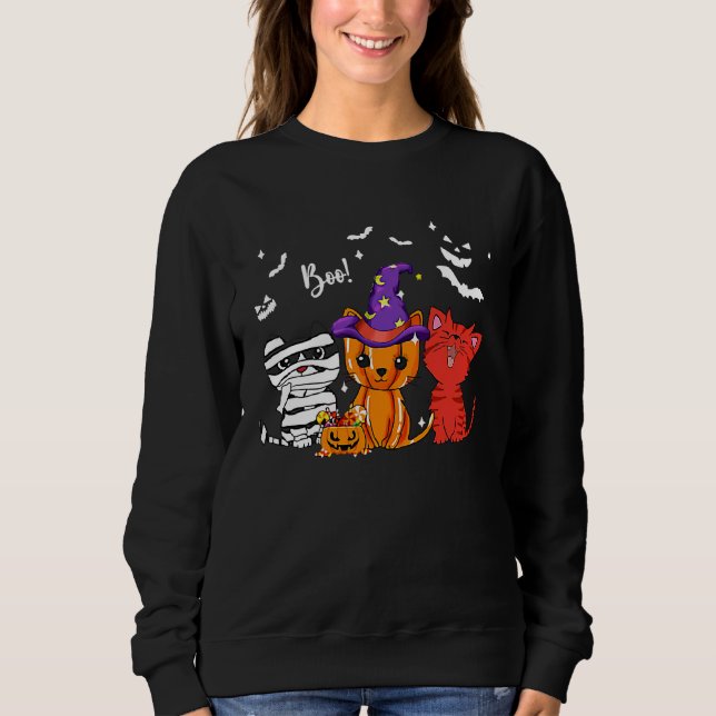 Cat Boo Halloween T Shirt (Framsida)