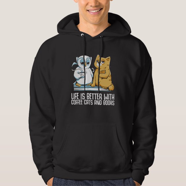 Cat books  Cats reading  Cat read Hoodie (Framsida)
