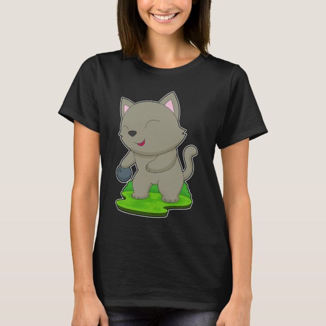 Cat Bowling Bowling ball T Shirt (Framsida)