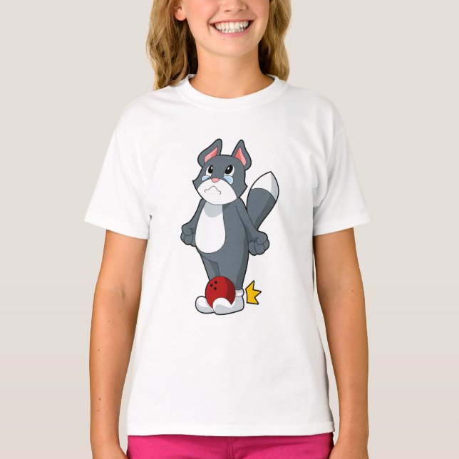 Cat Bowling Bowling ball T Shirt (Framsida)