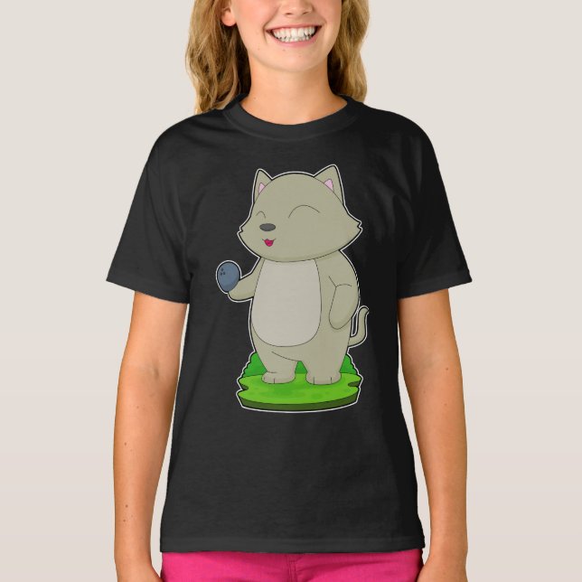 Cat Bowling Bowling ball T Shirt (Framsida)
