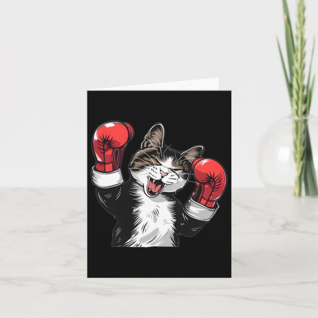 Cat Boxing Champion Cute Kitten Fighter Kort (Framsida)