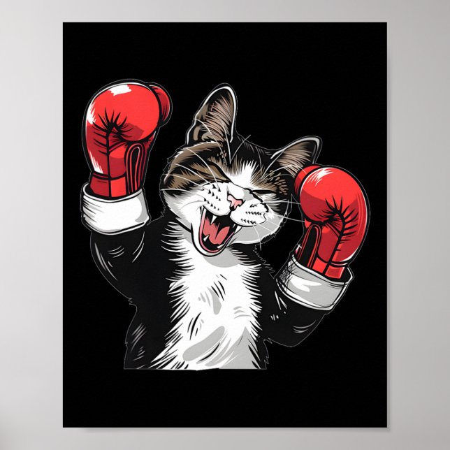 Cat Boxing Champion Cute Kitten Fighter Poster (Framsidan)