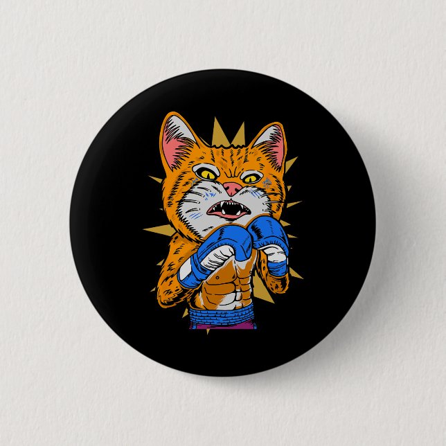Cat Boxing Kitten Boxing Handskar Boxer Funny Kat  Knapp (Framsida)