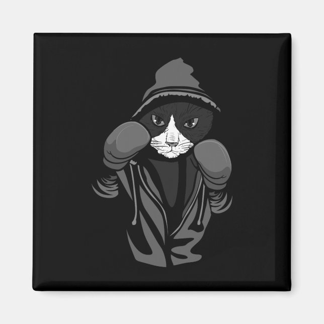 Cat Boxing Kreativ Djur älskare Coola Boxer Gift Magnet (Framsidan)