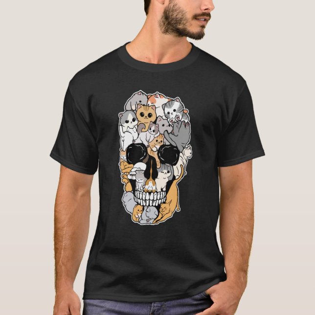Cat Breed Animal Skull Shape Animation Skull T Shirt (Framsida)