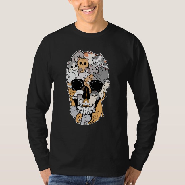 Cat Breed Animal Skull Shape Animation Skull T Shirt (Framsida)