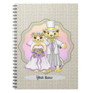 Cat Bride and Groom Bröllop Notebook Anteckningsbok