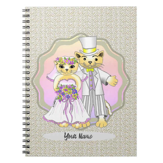 Cat Bride and Groom Bröllop Notebook Anteckningsbok (Framsidan)