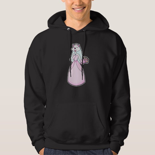 Cat Bride Bunch of flowers Wedding   Hoodie (Framsida)