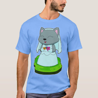 Cat Bride Flowers Bröllop T Shirt