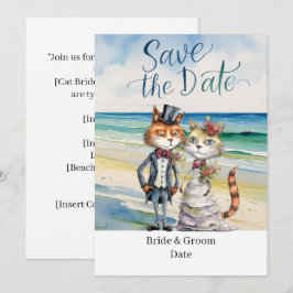 Cat Bröllop Beach Wedding Théed Inbjudningar