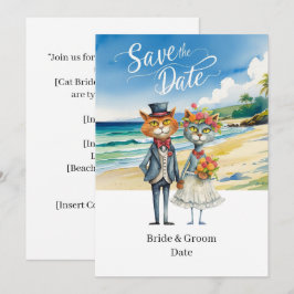 Cat Bröllop Beach Wedding Théed Inbjudningar