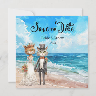 Cat Bröllop Beach Wedding Théed Spara Datumet