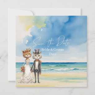 Cat Bröllop Beach Wedding Théed Spara Datumet