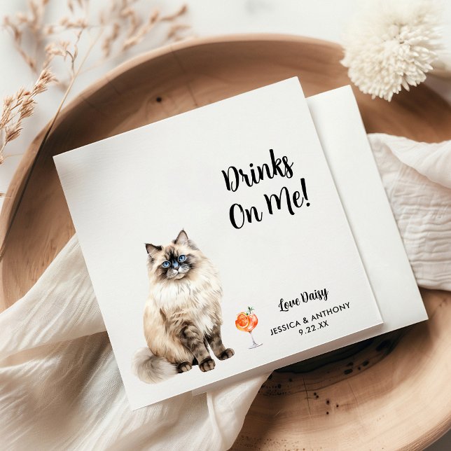Cat Bröllop Cocktail Napkins Pappersservett (Skapare uppladdad)