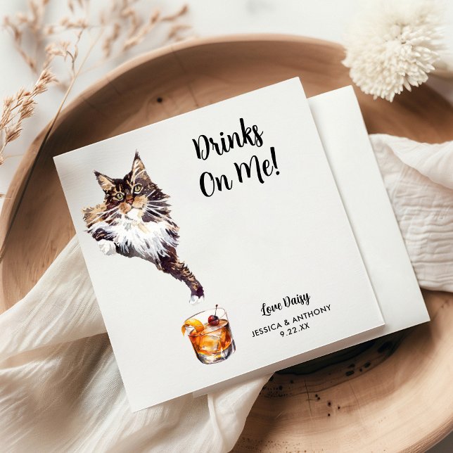Cat Bröllop Cocktail Napkins Pappersservett (Skapare uppladdad)