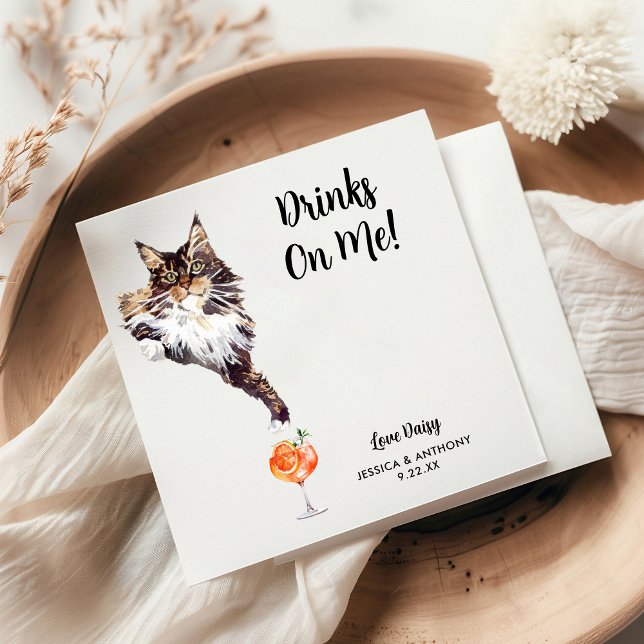 Cat Bröllop Cocktail Napkins Pappersservett (Skapare uppladdad)