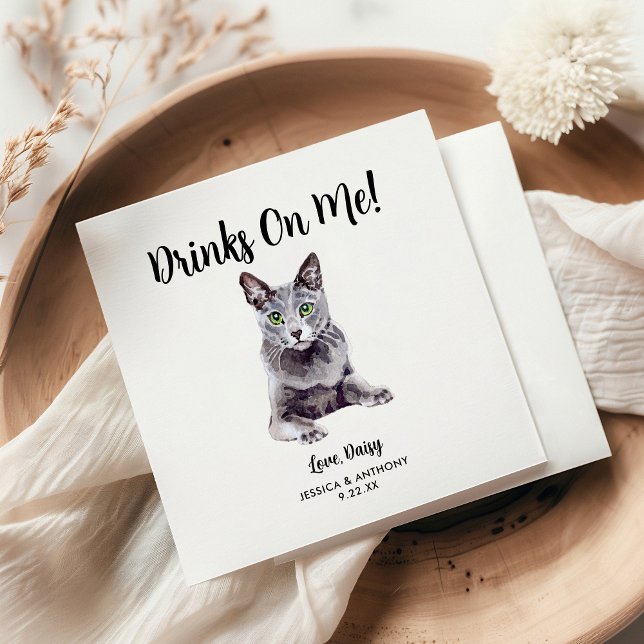Cat Bröllop Cocktail Napkins Pappersservett (Skapare uppladdad)