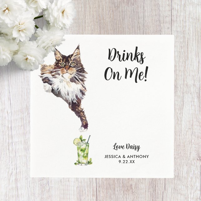 Cat Bröllop Cocktail Napkins Pappersservett (Skapare uppladdad)