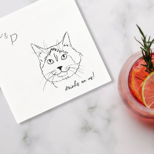 Cat Bröllop Cocktail Napkins Pappersservett