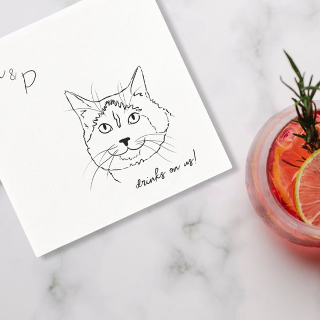 Cat Bröllop Cocktail Napkins Pappersservett (Skapare uppladdad)