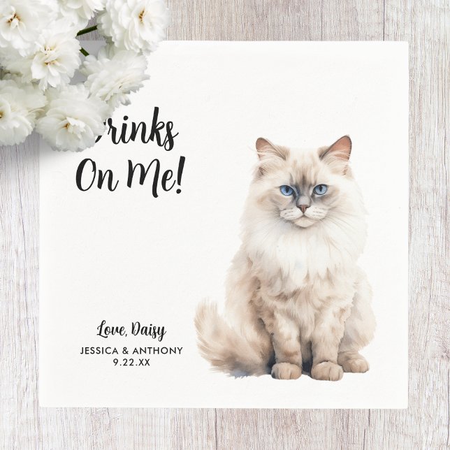 Cat Bröllop Cocktail Napkins Pappersservett (Skapare uppladdad)