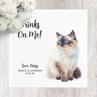 Cat Bröllop Cocktail Napkins Pappersservett