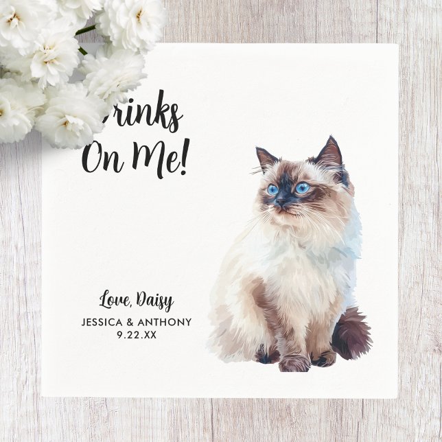 Cat Bröllop Cocktail Napkins Pappersservett (Skapare uppladdad)