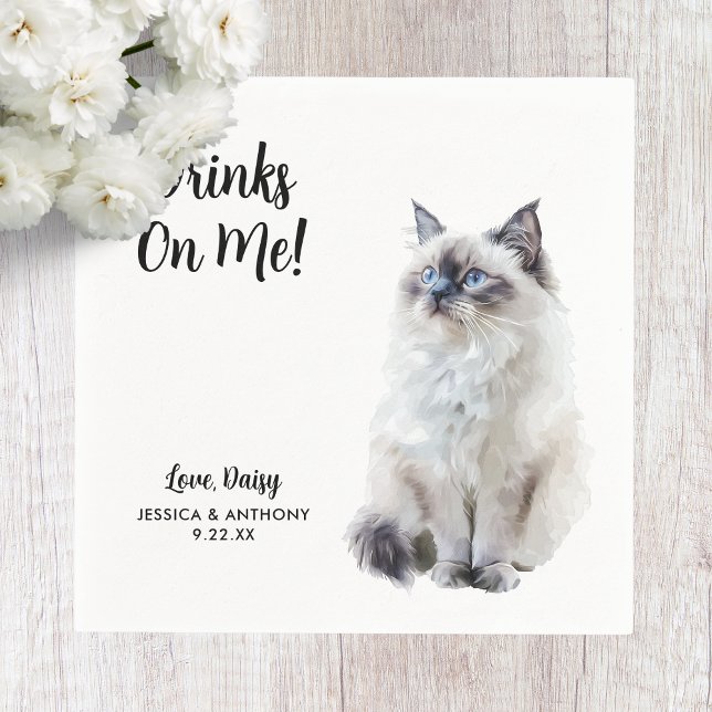 Cat Bröllop Cocktail Napkins Pappersservett (Skapare uppladdad)