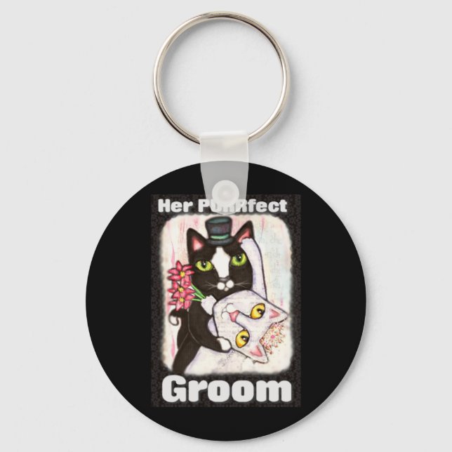 Cat Bröllop Dance Groom Keychain Nyckelring (Framsida)