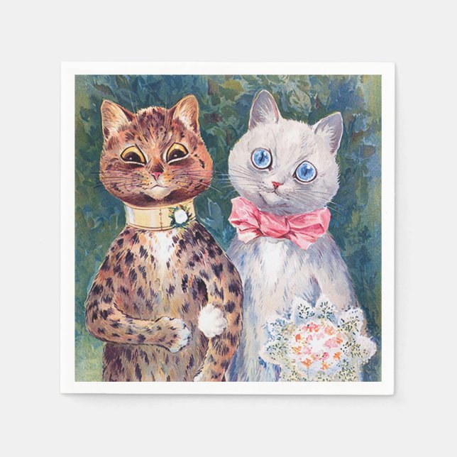 Cat Bröllop, Giftermål, Bride, Louis Wain Pappersservett (Framsidan)