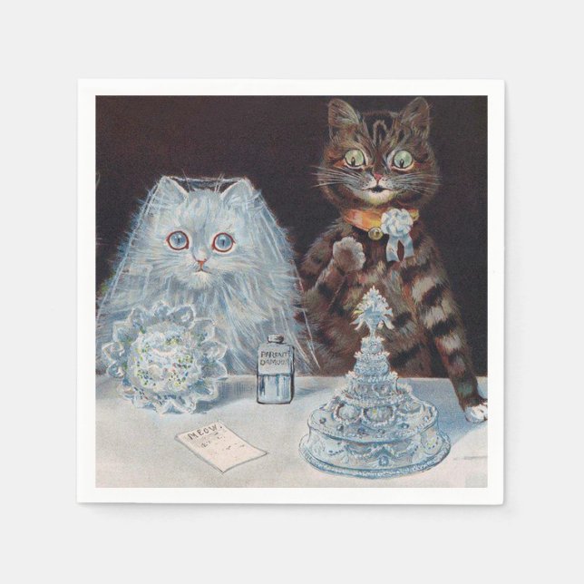 Cat Bröllop, Giftermål, Bride, Louis Wain Pappersservett (Framsidan)