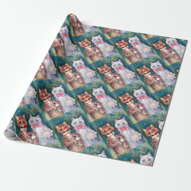 Cat Bröllop, Giftermål, Bride, Louis Wain Presentpapper (Utrullad)